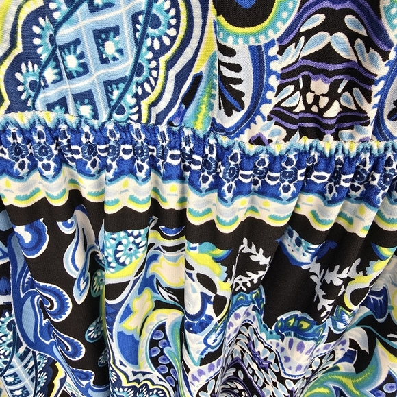 AB Studio Multicolor Floral Pattern Short Sleeve Dress Sz L - Picture 6 of 10